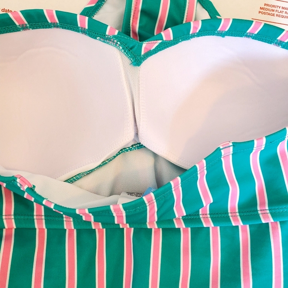 Draper James One Piece Billiard Style Striped‎ Green Pink Size Small Women NWT - Picture 9 of 12
